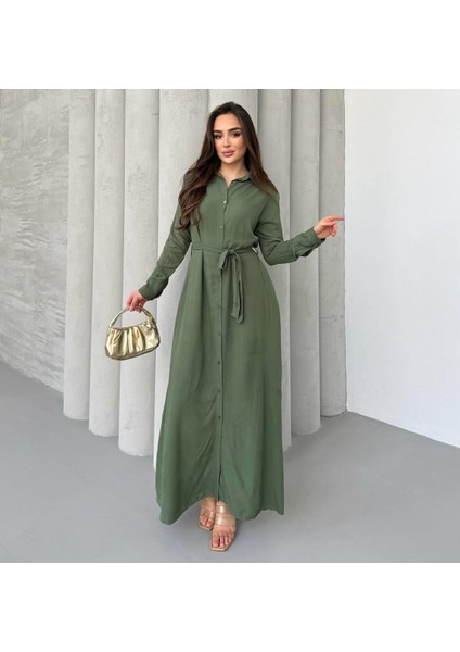 Salaş Kuşak Detay Gömlek Elbise