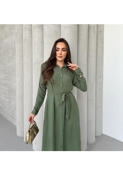 Salaş Kuşak Detay Gömlek Elbise modelleri