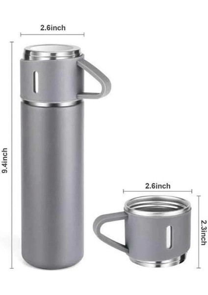 Termos Seti Paslanmaz Çelik 3 Bardaklı Vakumlu Termos Set 500 ml 12 Saate Kadar Isı Koruma modelleri