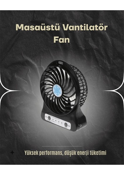 Şarjlı USB Fan – Masaüstü Mini Vantilatör, Taşınabilir, Işıklı, 3 Kademeli, Sessiz fiyatları
