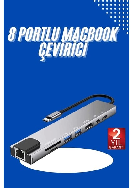 USB Type-C Hub Dönüştürücü Çevirici Çoklayıcı Macbook Çevirici 8 Portlu fiyatları