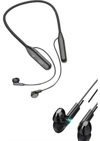 60 Saat Kablolu Boyun Askılı Dijital Göstergeli Bluetooth Kulaklığı modelleri