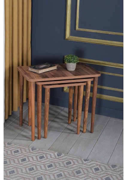 Zigon Sehpa Ahşap Torna Ayak Ceviz Kr 2067