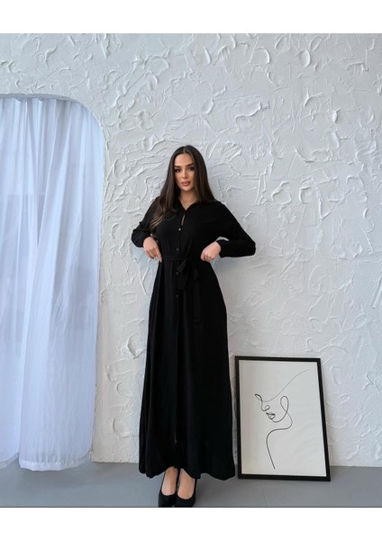 Salaş Kuşak Detay Gömlek Elbise