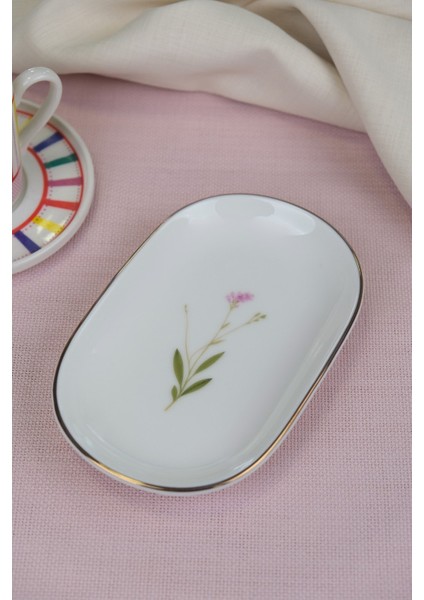 Porselen Natura Çuha Altın Yaldızlı Oval Kayık Tabak 22,50X14,50X2,50CM 2 Li