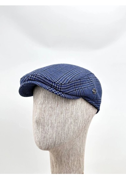 Kışlık Kasket Şapka – Mavi Ekose Desen, Modern Stil Bedensiz Lastikli Model fiyatları