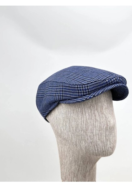 Kışlık Kasket Şapka – Mavi Ekose Desen, Modern Stil Bedensiz Lastikli Model modelleri