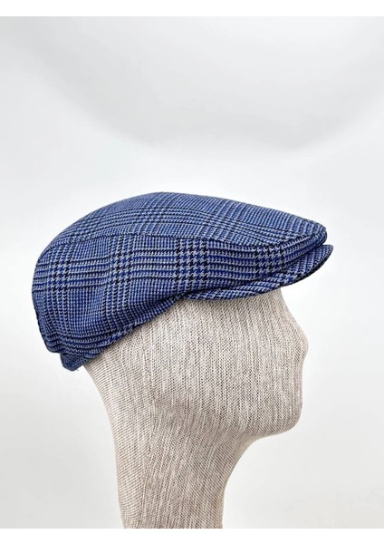 Kışlık Kasket Şapka – Mavi Ekose Desen, Modern Stil Bedensiz Lastikli Model fırsatları