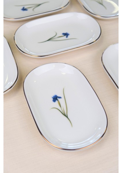 Porselen Natura Iris Altın Yaldızlı Oval Kayık Tabak 22,50X14,50X2,50CM 6 Lı modelleri