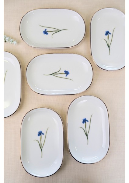 Porselen Natura Iris Altın Yaldızlı Oval Kayık Tabak 22,50X14,50X2,50CM 6 Lı fırsatları