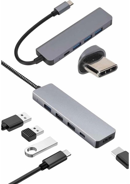 Çevirici Dönüştürücü Adaptör Macbook 3 In 1 Type-C To Hdmı USB 3.0 fırsatları