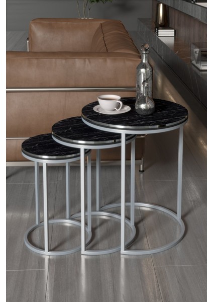 Zigon Sehpa C Lüx Çift Gümüş Bendir