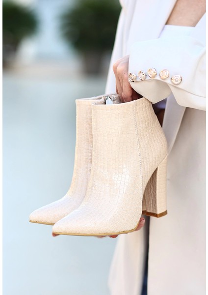 Loora Ten Rugan Desenli Topuklu Bot modelleri