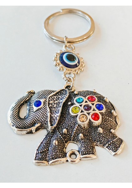 Renkli Taş Süslemeli Fil Metal Anahtarlık modelleri