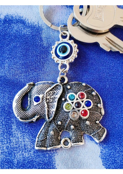 Renkli Taş Süslemeli Fil Metal Anahtarlık indirimleri