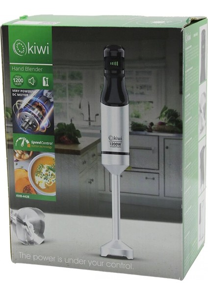 Kiwi KHB-4438 Çubuk El Blender 1200W Değişken Hız Kontrol Düğmesi Güçlü Dc Motor Çelik Bıçak Krom Kaplama Gövde (4887)