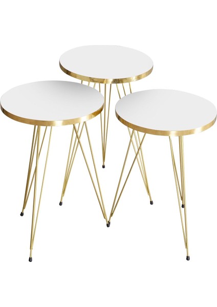 Zigon Sehpa Gold Beyaz Tel