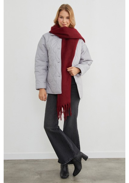 Su Yolu Desenli Kapitone Oversize Düğmeli Mont fiyatları