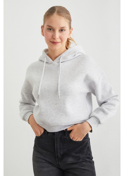 3 Iplik Basic Kapüşonlu Sweatshirt