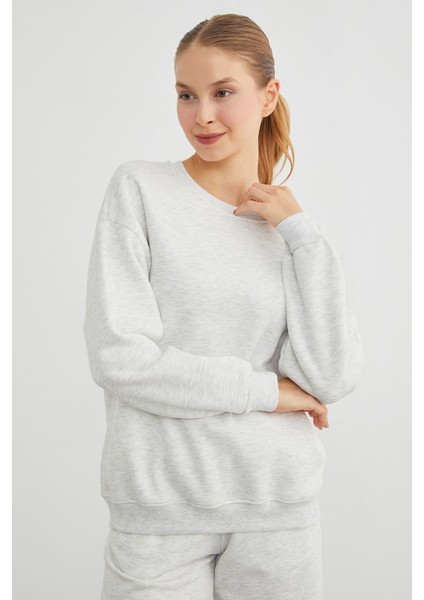 3 Iplik Kalp Baskılı Bisiklet Yaka Sweatshirt fiyatları