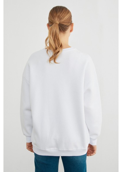 3 Iplik Ayıcık Baskılı Bisiklet Yaka Sweatshirt indirimleri