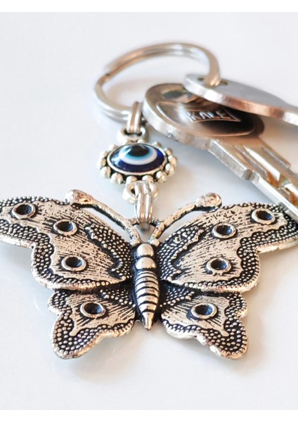 Nazar Boncuklu Kelebek Figürlü Metal Anahtarlık modelleri