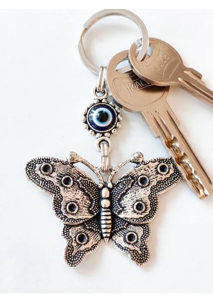 Nazar Boncuklu Kelebek Figürlü Metal Anahtarlık fırsatları