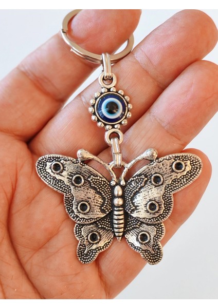 Nazar Boncuklu Kelebek Figürlü Metal Anahtarlık indirimleri