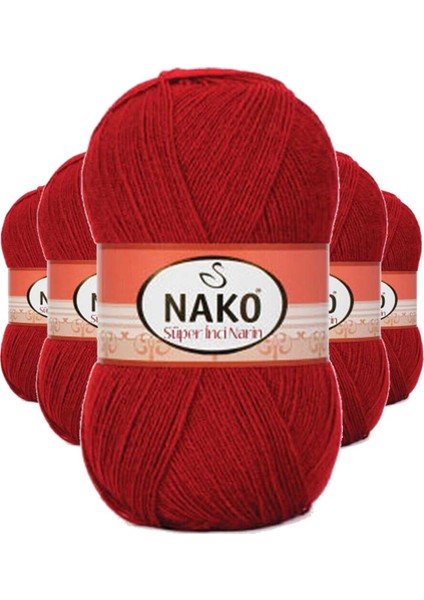 5 Adet Süper Inci El Örgü Ipi 100 gr Koyu Kırmızı 1175