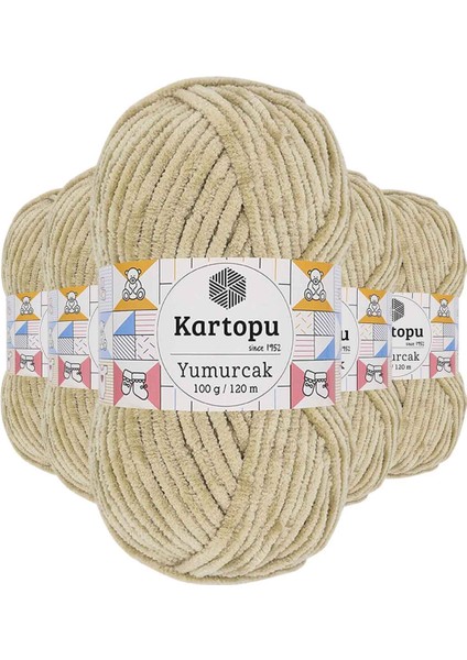 5 Adet Yumurcak Kadife El Örgü Ipi Bej K856