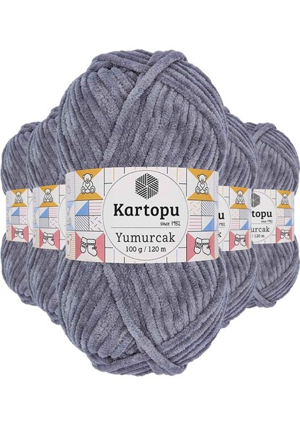 5 Adet Yumurcak Kadife El Örgü Ipi Koyu Gri K951