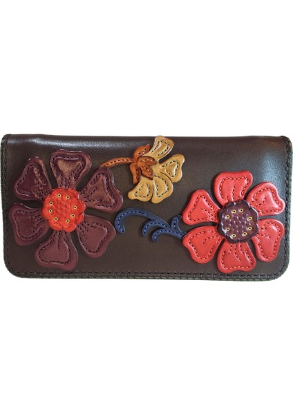 Oşum El Yapımı (Handmade) Çok Bölmeli, Bozuk Para ve Bol kartlık Alanlı Kadın Deri Cüzdan 40062