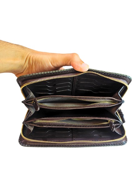 Oşum El Yapımı (Handmade) Çok Bölmeli, Bozuk Para ve Bol kartlık Alanlı Kadın Deri Cüzdan 40062