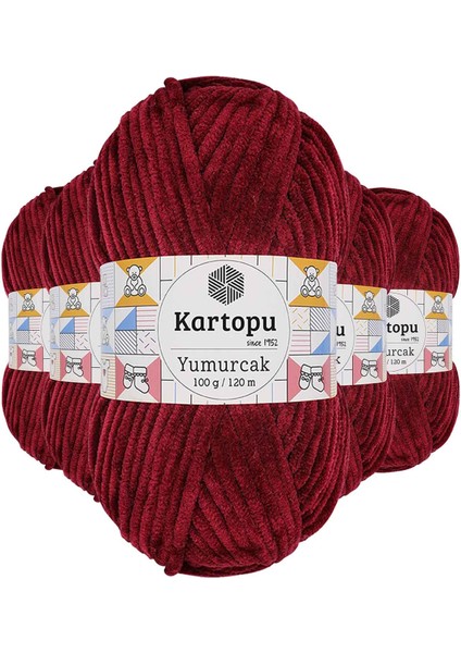 5 Adet Yumurcak Kadife El Örgü Ipi Vişne Çürüğü K106