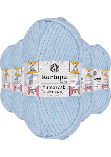 5 Adet Yumurcak Kadife El Örgü Ipi Bebe Mavi K523