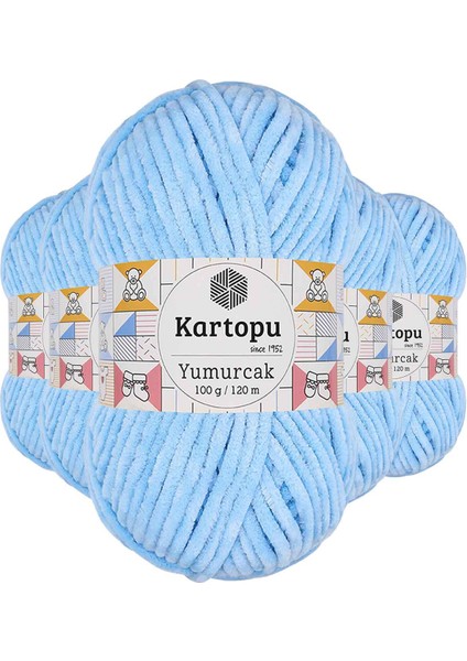 5 Adet Yumurcak Kadife El Örgü Ipi Mavi K540