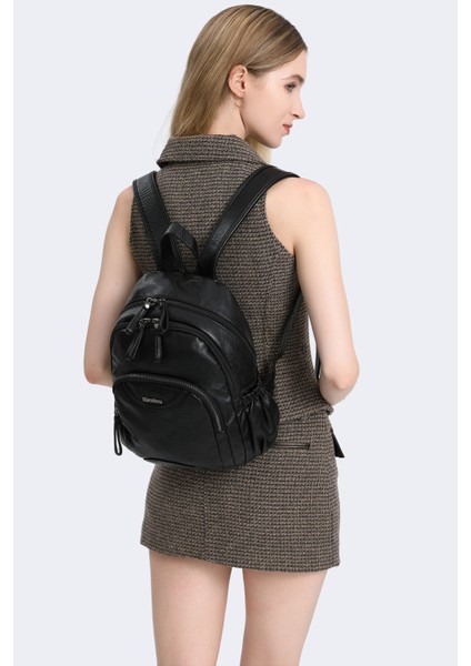 Barcelona Çok Cepli Günlük Orta Boy Kadın Kaliteli Sırt Çantası 1906 Siyah indirimleri