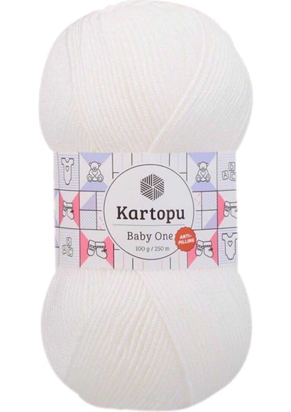 1 Adet Baby One Tüylenmeyen El Örgü Ipi Yünü Kar Beyaz K010
