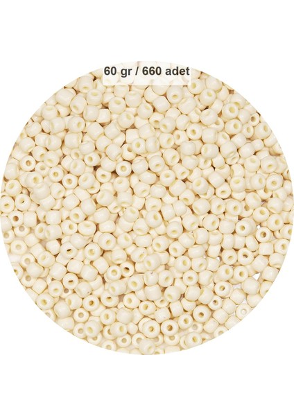 Beyaz Renk 4 mm Yaklaşık 660 Adet / 60 Gram Cam Boncuk Oya Yazma Bileklik ve Kolye