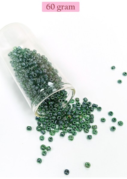 Dökme Cam Kum Boncuk (8/0) 3 mm - 60 Gram - Parlak Yeşil - BNC203