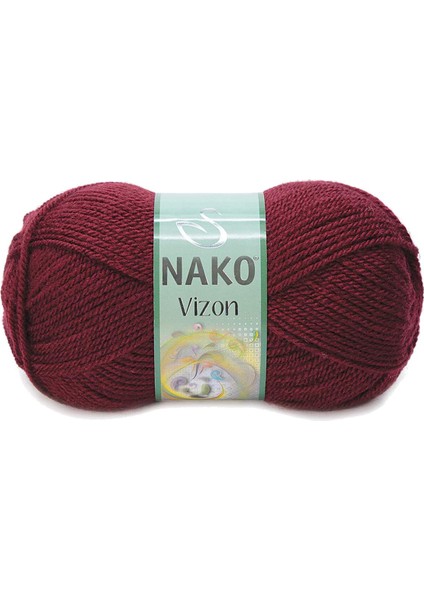 1 Adet Vizon Premium Akrilik El Örgü Ipi Yünü Renk NO:999 Bordo
