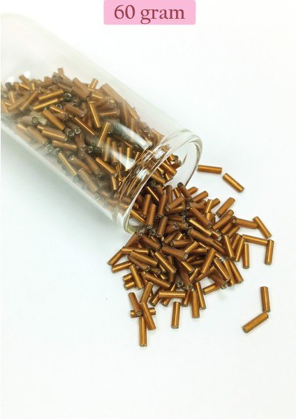 Uzun Boru Kesme Boncuk Çap 2mm Uzunluk 10 mm - 60 Gram - Koyu Altın - BNC265