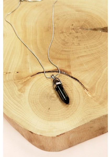 Dumanlı Kuvars Doğal Taşı Zincirli El Yapımı Kolye Uç: 3 cm Zincir: 20 cm Kutulu indirimleri