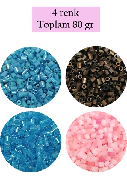 Kesme Cam Boncuk 2mm - 4 Renk - Toplam 80 Gram - BNC446