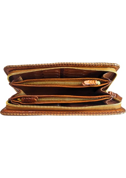 Oşum El Yapımı (Handmade) Çok Bölmeli, Bozuk Para ve Bol kartlık Alanlı Kadın Deri Cüzdan 40062 indirimleri
