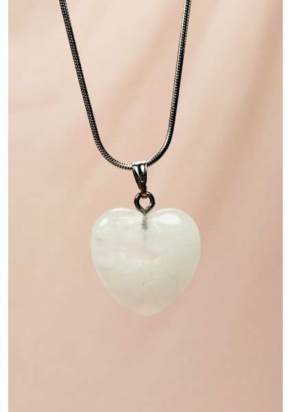 Pembe Kuvars Doğal Taşı Zincirli El Yapımı Kolye Uç: 2 cm Zincir: 20 cm Kutulu modelleri