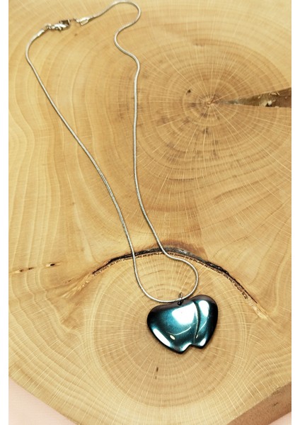 Hematit Doğal Taşı Zincirli El Yapımı Kolye Uç: 2 cm Zincir: 20 cm Kutulu