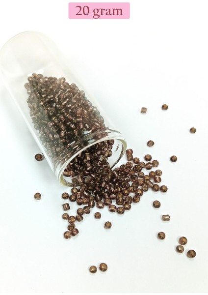 Dökme Cam Kum Boncuk (8/0) 3 mm - 20 Gram - Şefaff Alacalı Kahve - BNC172