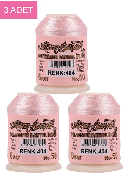 3 Adet Altınbaşak Oya ve Dantel Ipi 20 gr - Royaleks - No: 404