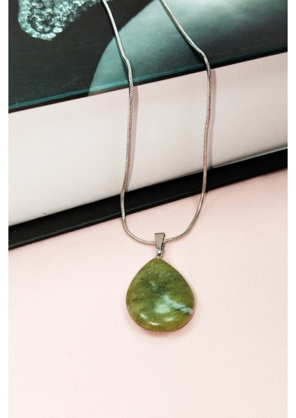 Akuamarin Doğal Taşı Zincirli El Yapımı Kolye Uç: 3 cm Zincir: 20 cm Kutulu indirimleri